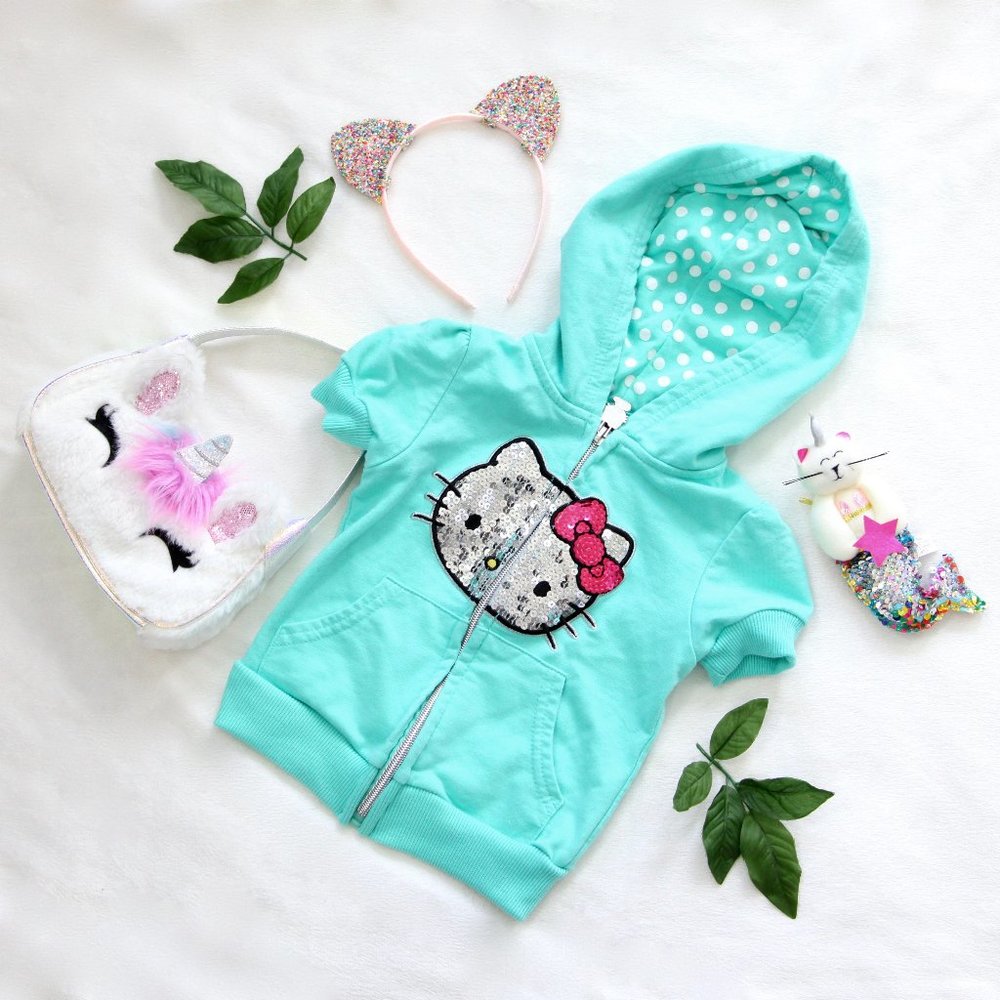 Hello Kitty Mint Hooded Sequence Jacket